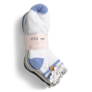 PJ SALVAGE White 8pk Lemon Half Cushion Lettuce Edge Anklet Socks
